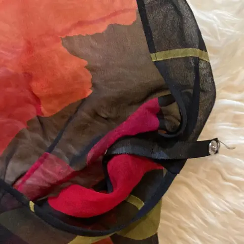 Vintage Cattiva Silk Floral Maxi Dress Sheer 2 Piece EUC Sz M Blk/Red Sleeveless Size M