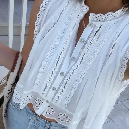 Farm Rio  White Lace Sleeveless Blouse S