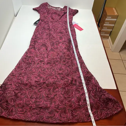 JS Collections Merlot Burgundy Red Jolene Soutache Mesh Maxi Dress Size 6 NEW