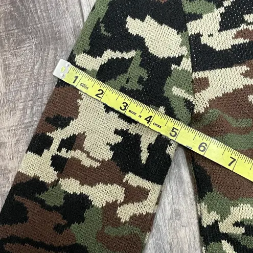 SML Sport Camouflage Double Zipper Sweater Small Green Brown Black Cream