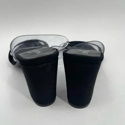 Sesto Meucci Heels Size 37 (US 6-6.5) Leather Fabric Black Clear Heeled Sandals