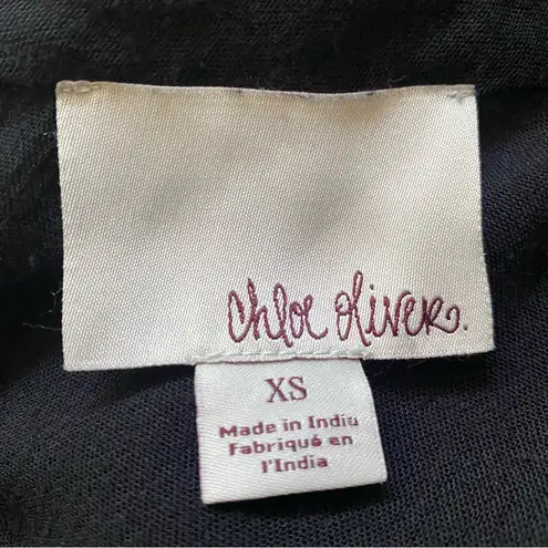 Anthropologie Chloe Oliver Black Blouse XS Whimsical Eclectic Boho Style