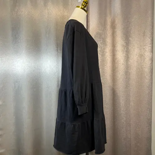 Nation Ltd Tiered Mini Dress V-Neck Long Sleeve Casual Black Dress Size L. orA4