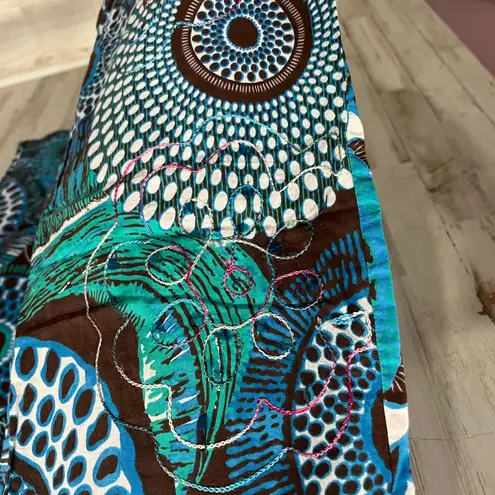 Retro Watcher Psychedelic 70s Cotton Low Rise Flare Pants Y2K Blue Festival 34 Size M