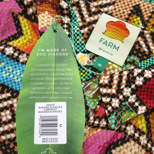 Farm Rio NWT Banana Scarves Jumpsuit Tropical Print Soft Fluid Belted 1-Piece M
