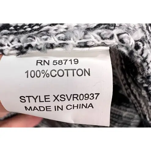 Ny Collection Cardigan Women XL Black White Tunic Knit Sweater Open Front Layers