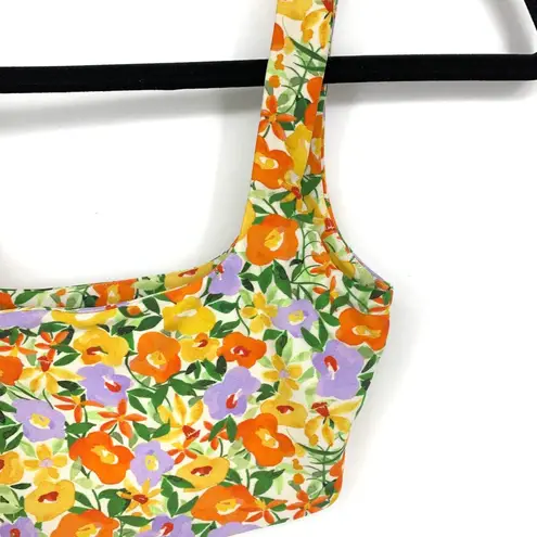 ZARA  Cropped Top Bralette Womens Small Bright Floral Print Multicolor