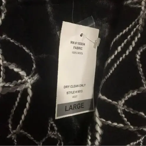 NWT Tumbleweed Western Wool Shaggy Soutache Textured Black White Vest Jacket Size L