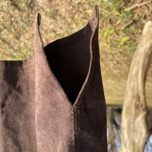 Liz Claiborne Vintage Genuine Suede Leather Dark Brown Oversized Shirt Jacket Western Cowgirl