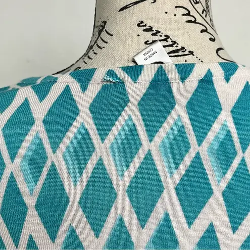 CJ BANKS Cardigan Sweater Nylon Blend Preppy Casual Modest Mature 1X Vtg Retro Blue