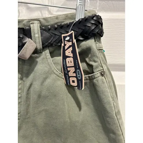 Unionbay VTG NWT Union Bay Shorts Juniors 5/6 Green Denim High Waist Mom Belt Deadstock‎