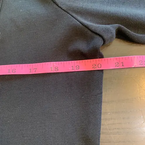 Ming Wang Black Knit Jacket Medium 3/4 Sleeve Striped Hem Metal Buttons Classic