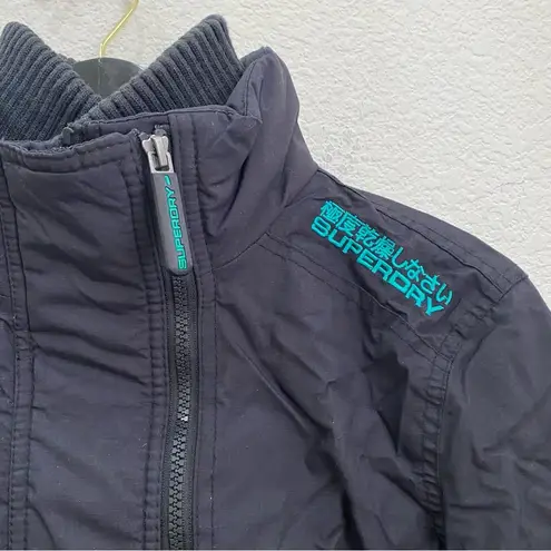 Superdry Japan Multi Zip Black Teal WINDCHEATER Women’s Jacket Size M