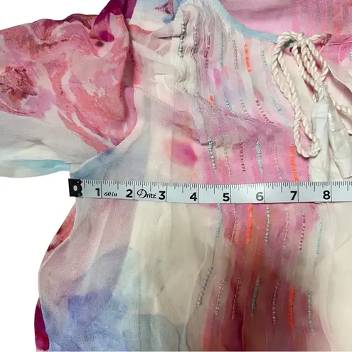 Soft Surroundings New Bed Of Roses Floral Chiffon Double Layer Blouse XS