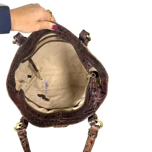 Brahmin Collette Pecan Melbourne Leather Croc Embossed Shoulder Bag