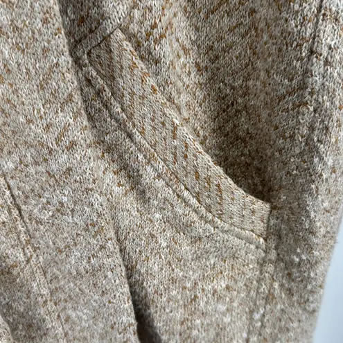 Soft Surroundings Go Lively brown cream Hooded Cardigan L open front wrap around