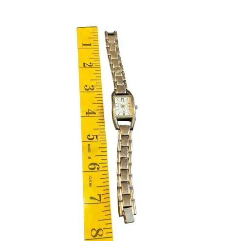Women's Silver Rectangular Analog Watch With Link Bracelet
