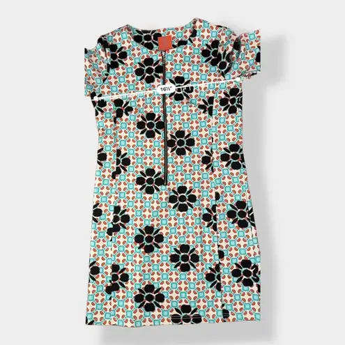 Tracy Negoshian Geometric and floral zip up dress