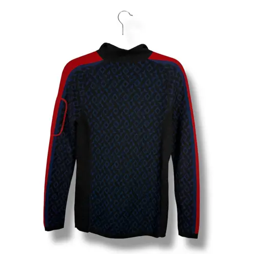 Title Nine Merino Wool Quarter Zip Pullover Top Diamond Pattern - XS