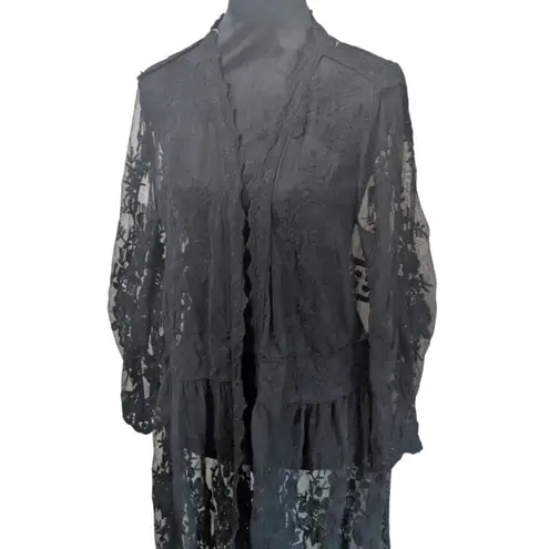 Staccato Black Lace Duster Kimono Large L Gothic Romantic Whimsigoth Cardigan