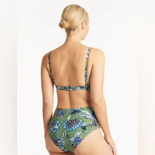 NWT Sea Level Swim Pilgrim High Waist Gathered Side Bottoms Olive Sz 12 Blue