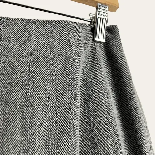 Max Mara Black White Wool Blend Twill Pleated A-Line Mini Skirt Size 8