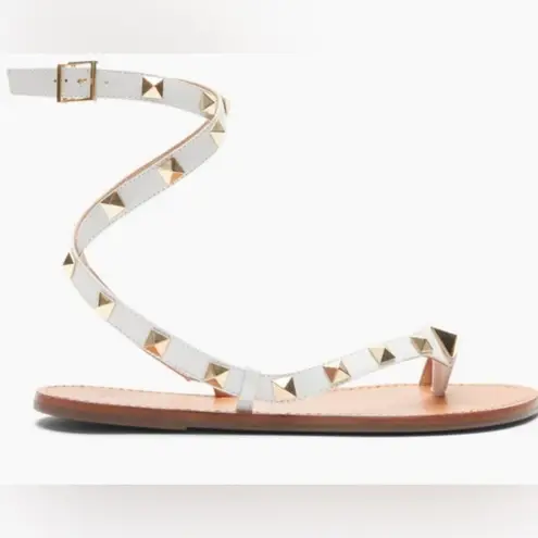 Schutz Courtney Studed Wrap Sandal White Gold Size 6B
