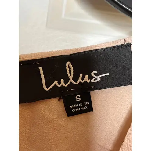 Lulus NEW Good Fleur You Blush Pink Floral Cross Front Tie Waist Crop Small