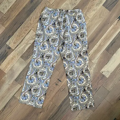 Ecco Paisley Brown Tan Wide Leg Pants Size 8