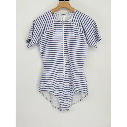 Kona Sol Swimsuit XL Striped Short Sleeve Full Coverage Rash Guard 1 Piece NWT