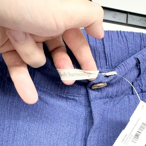 Soft Surroundings Shorts Womens High Rise 42x9.5 Cuff Zip Up Blue Cruise Size M