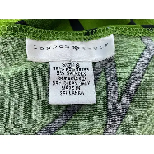 London Style Y2K VTG Dress Size 8 Green Faux Wrap 3/4 Sleeve Office Siren Twee