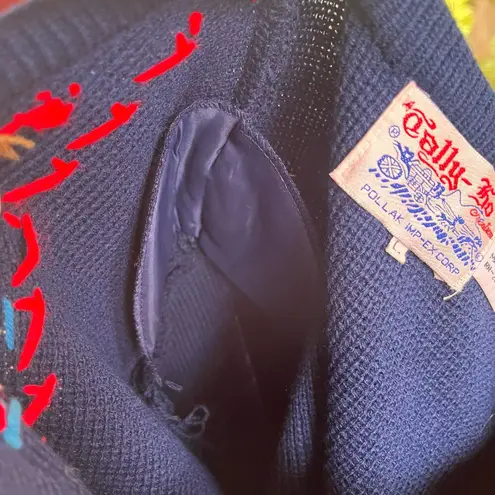 Tally Ho Creations Women's Vintage Navy And Red Embroidered Sweater Size L Blue Size L