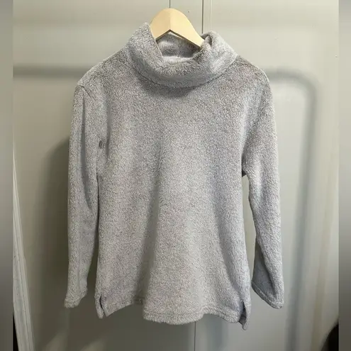Rafaella Light Gray Fuzzy Cowlneck Pullover Sweatshirt size small