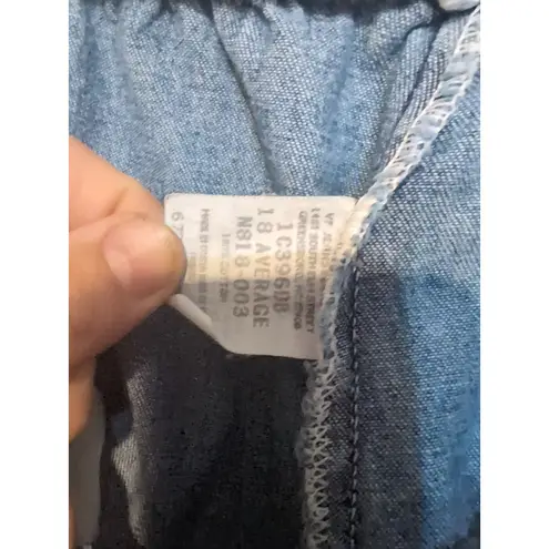 Chic Women's Size 18 High Waisted Denim Shorts, Elastic Waist, Vintage Mom Short Blue