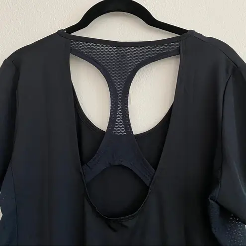 Bally Racerback Mesh Detail Short Sleeve Top Size Large