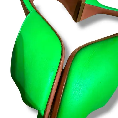 Amina Muaddi Lupita Bright Green Slipper Mule Heels Sz 37 EU 7 US Made in Italy