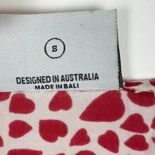 Rue Stiic Laguna Mini Dress Red Hearts Size Small Tie Sleeves