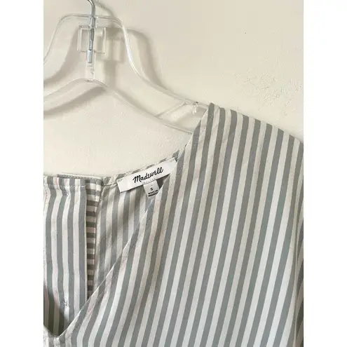 Madewell  Striped Button Mini Dress Green Gray Tank Size Small