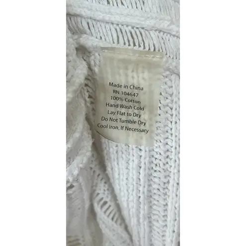Kinross White Open Knit 100% Cotton Cardigan M Resort Coastal Lightweight Layer Size M