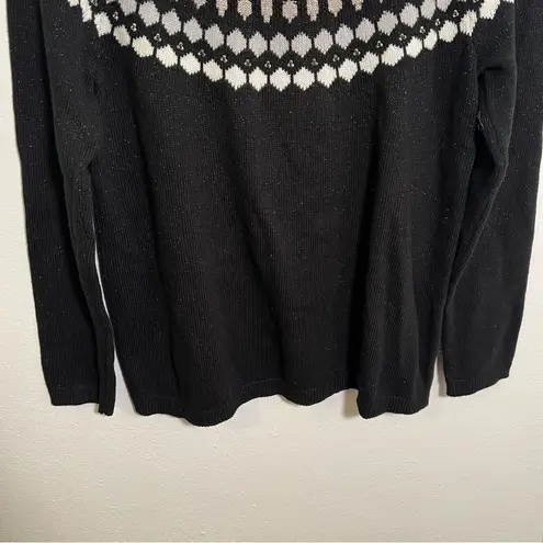 J. Jill Fair Isle Nordic Crewneck Sweater Black Sparkle S