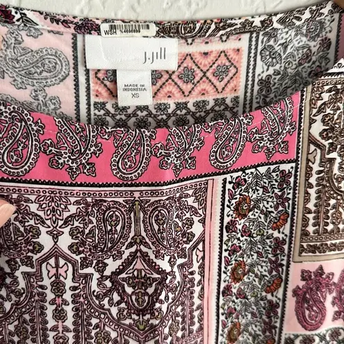 J. Jill Sleeveless Pink Paisley Tank Top Swing Babydoll Preppy Vacation Resort Size XS