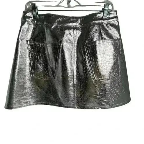 Torn By Ronny Kobo Women's Silver Metallic Mini Skirt Size M Party