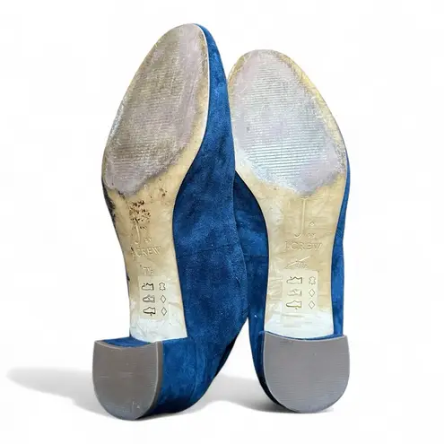 J.Crew  Blue Suede Block Low Heels Size 7.5 - Image 6