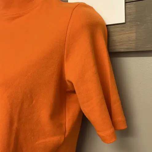 Pumpkin Orange Mock Neck Short Sleeve Shirt