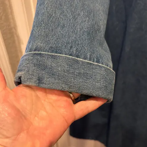 BFA Classics Womens Denim Maxi Trenchcoat XL Y2K Long Duster Button Pockets Blue