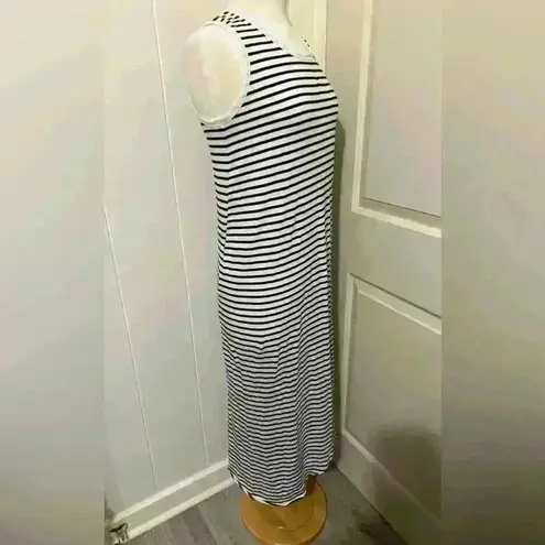 Frank & Eileen Asymmetrical Midi Tee Lab Dress Black White Stripes Small