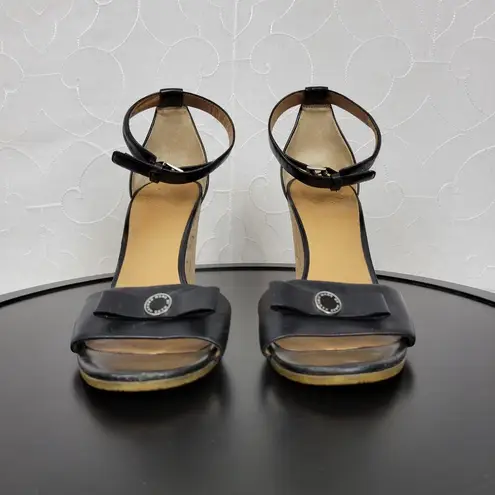 Marc by Marc Jacobs Logo Disc Womens Sandals Size 9 Black Cork Leather Wedge