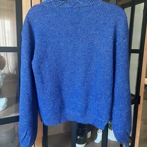 Tularosa  sweater cobalt blue knit balloon sleeves crewneck long sleeve chunky