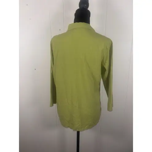 wintersilks green button up blouse womens silk medium